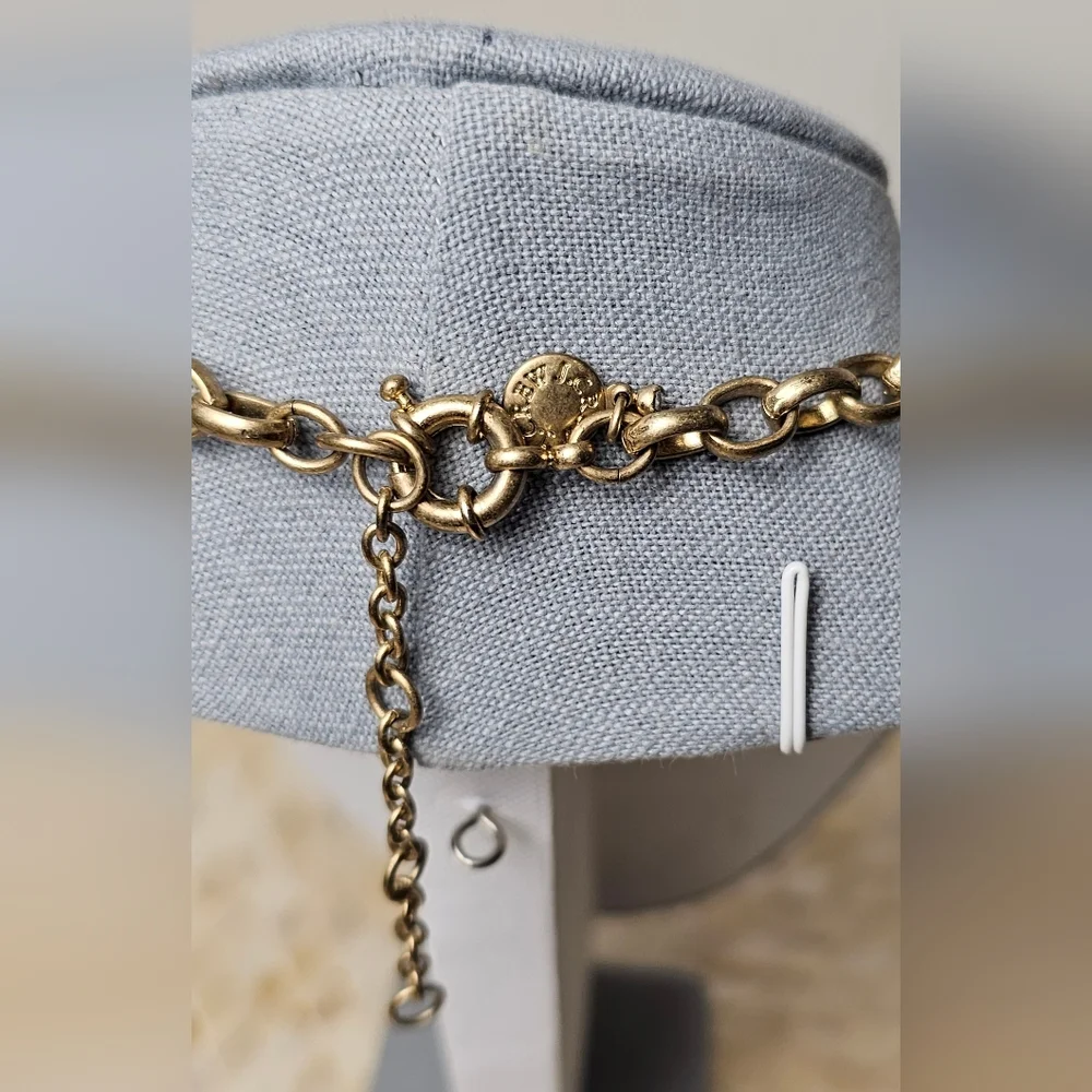 [J. CREW] Vintage Gold Tone Blue Stones Fan Crysral Gemstones Statement Necklace